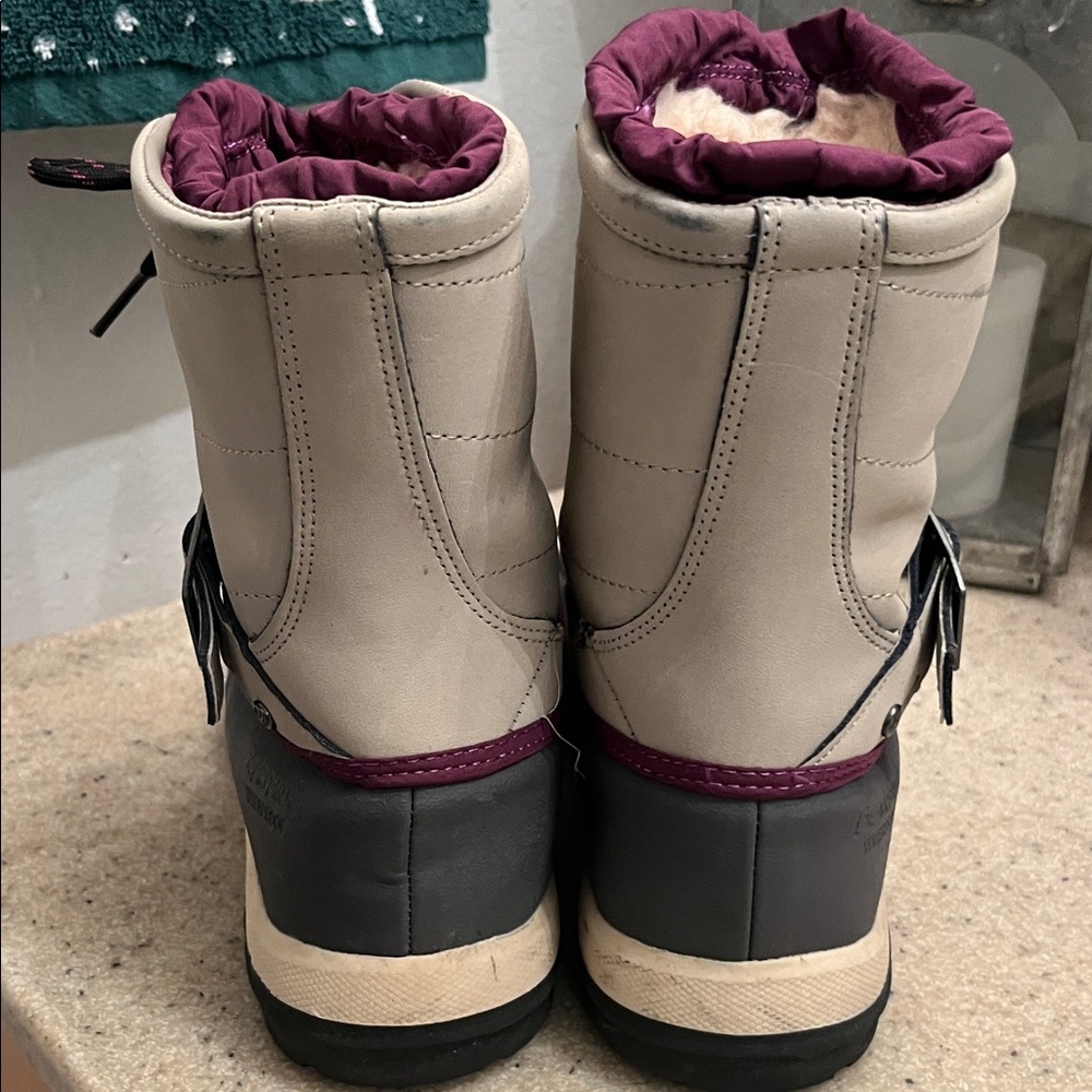BearPaw Gray and Purple Leather Lined Winter Boots - Picture 5 of 8